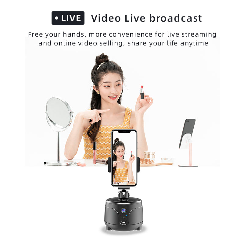 Y8 360 Degrees Rotation Smart AI Gimbal Face Tracking Camera Mobile Phone Holder Stand - Black