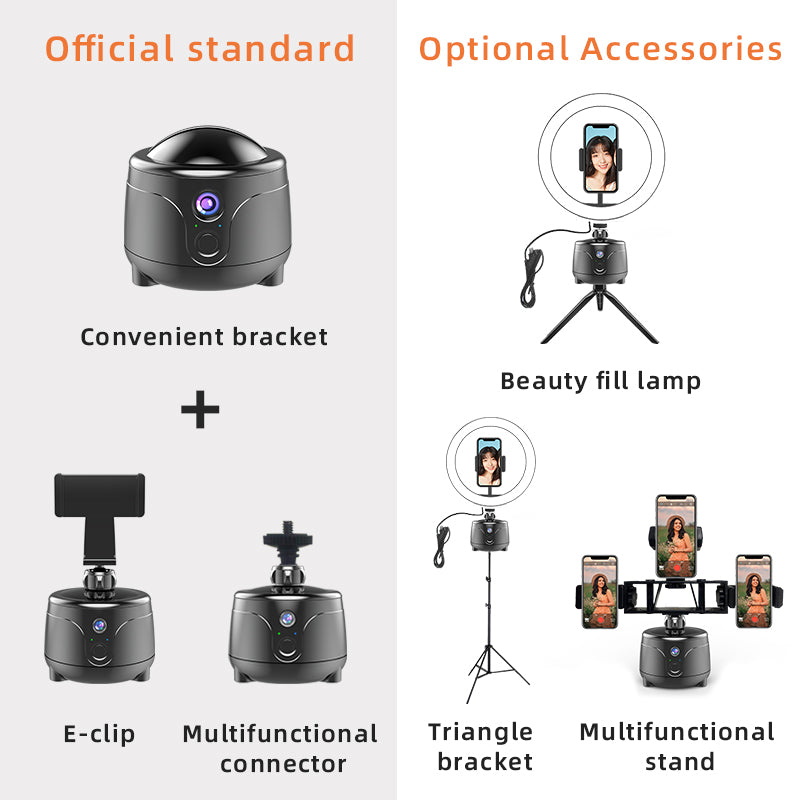 Y6 360 Degrees Rotation Smart AI Gimbal Face Tracking Camera Phone Holder Stand for Live Broadcast Video Recording - Silver