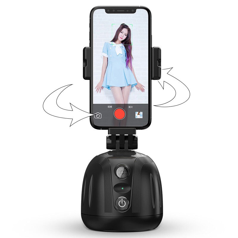 TD5 Auto Face Object Tracking Camera Smart Shooting Phone Mount 360 Degree Rotation Selfie Stick Tripod Holder - Black