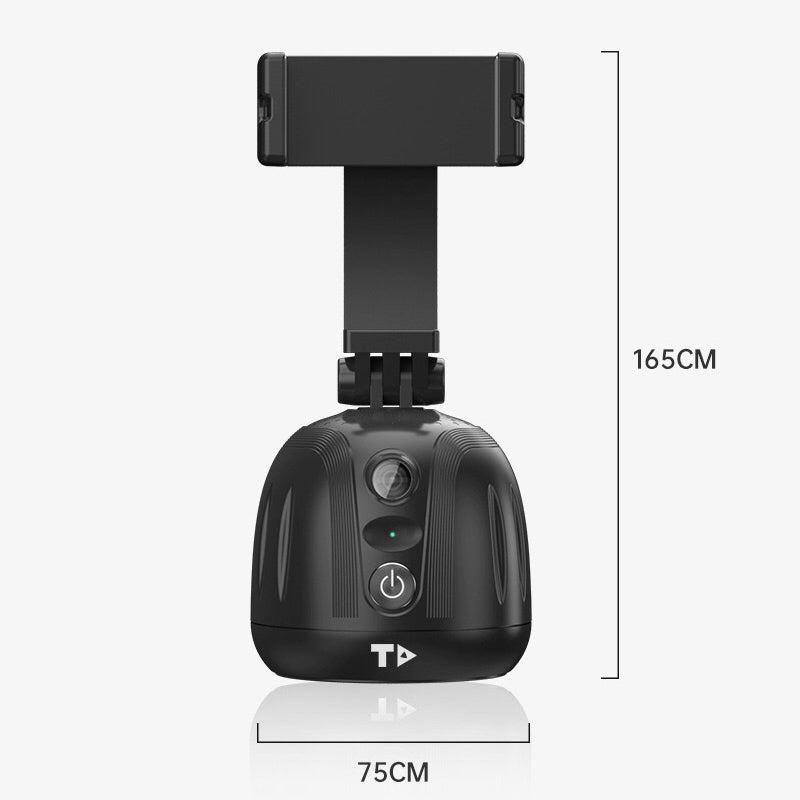 TD5 Auto Face Object Tracking Camera Smart Shooting Phone Mount 360 Degree Rotation Selfie Stick Tripod Holder - Black