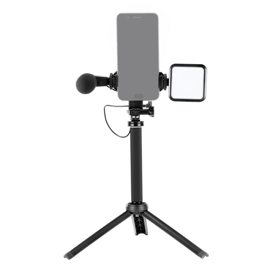 KIT07-LM LED Fill Light Microphone Tripod Bluetooth Remote Control Selfie Stick Phone Holder for Live Video