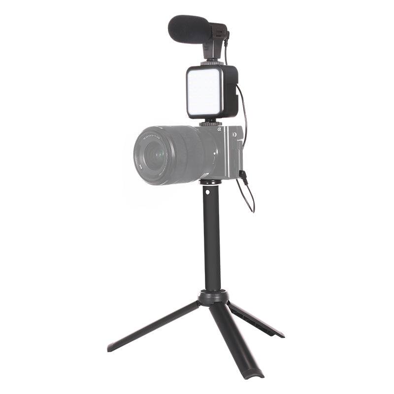 KIT07-LM LED Fill Light Microphone Tripod Bluetooth Remote Control Selfie Stick Phone Holder for Live Video