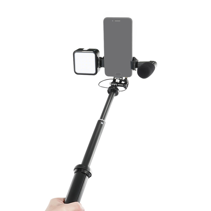 KIT07-LM LED Fill Light Microphone Tripod Bluetooth Remote Control Selfie Stick Phone Holder for Live Video