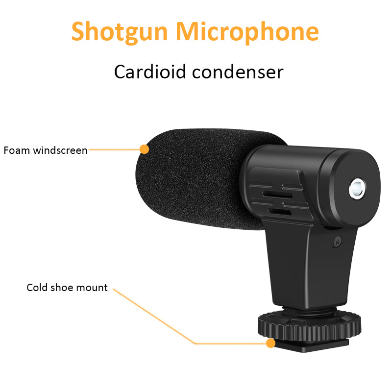 KIT-04LM Condenser Microphone with Tripod LED Fill Light Mobile Phone Holder for Interview Live Recording
