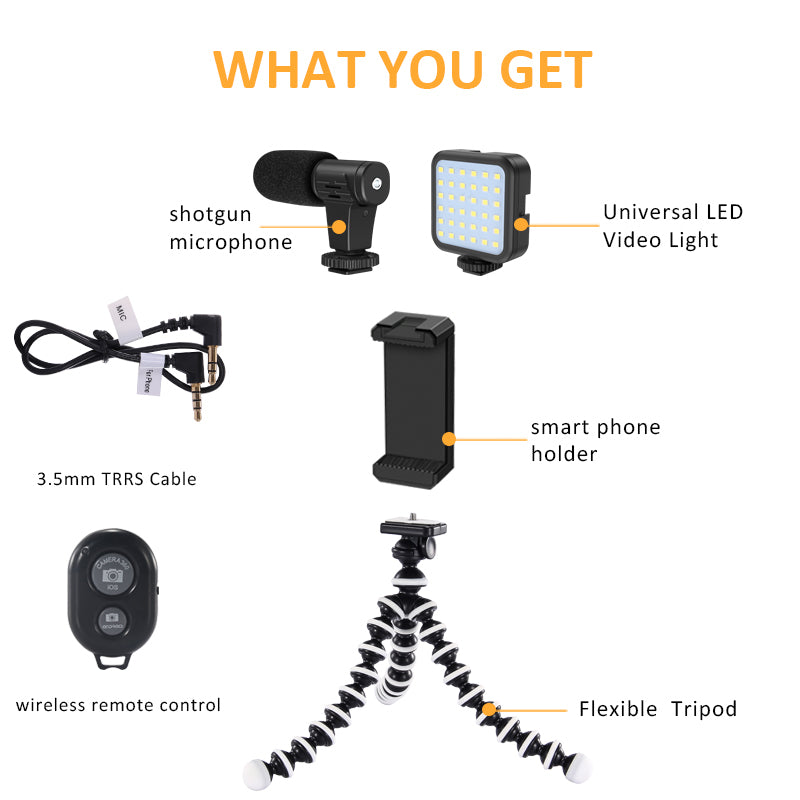 KIT-03LM Mobile Phone Photography Live Streaming Accessories Set Video Fill Light Microphone Flexible Tripod