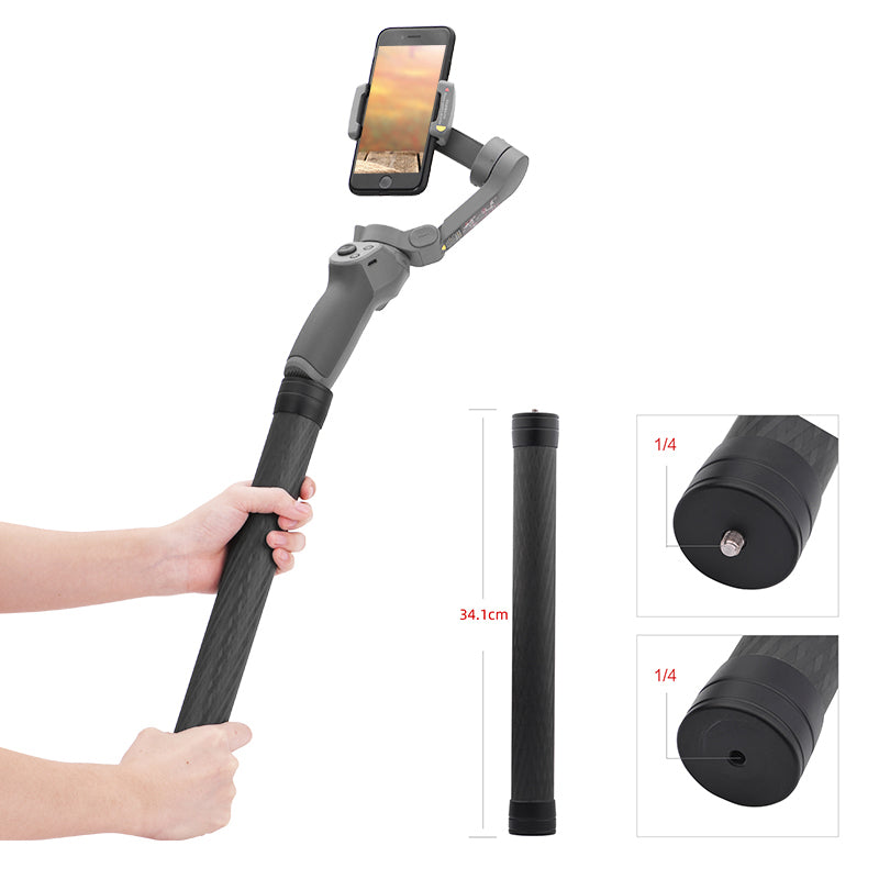 Max2888 Universal Carbon Fiber Extension Rod Pole for DJI OM 4 / Zhiyun Bar / Ronin S / Feiyu Vimble 2 Smooth 4 / OSMO Mobile 3/2 Stick Stabilizer
