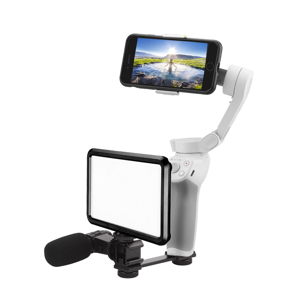 HSP0013 LED Video Fill Light Mount Cold Shoe Microphone Holder for DJI OM 4 / OSMO Mobile 2/3 / Zhiyun Smooth 4 / Feiyu Vimble Vlog Pocket