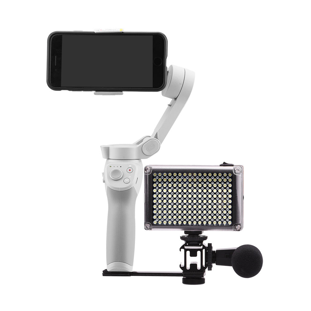 HSP0013 LED Video Fill Light Mount Cold Shoe Microphone Holder for DJI OM 4 / OSMO Mobile 2/3 / Zhiyun Smooth 4 / Feiyu Vimble Vlog Pocket