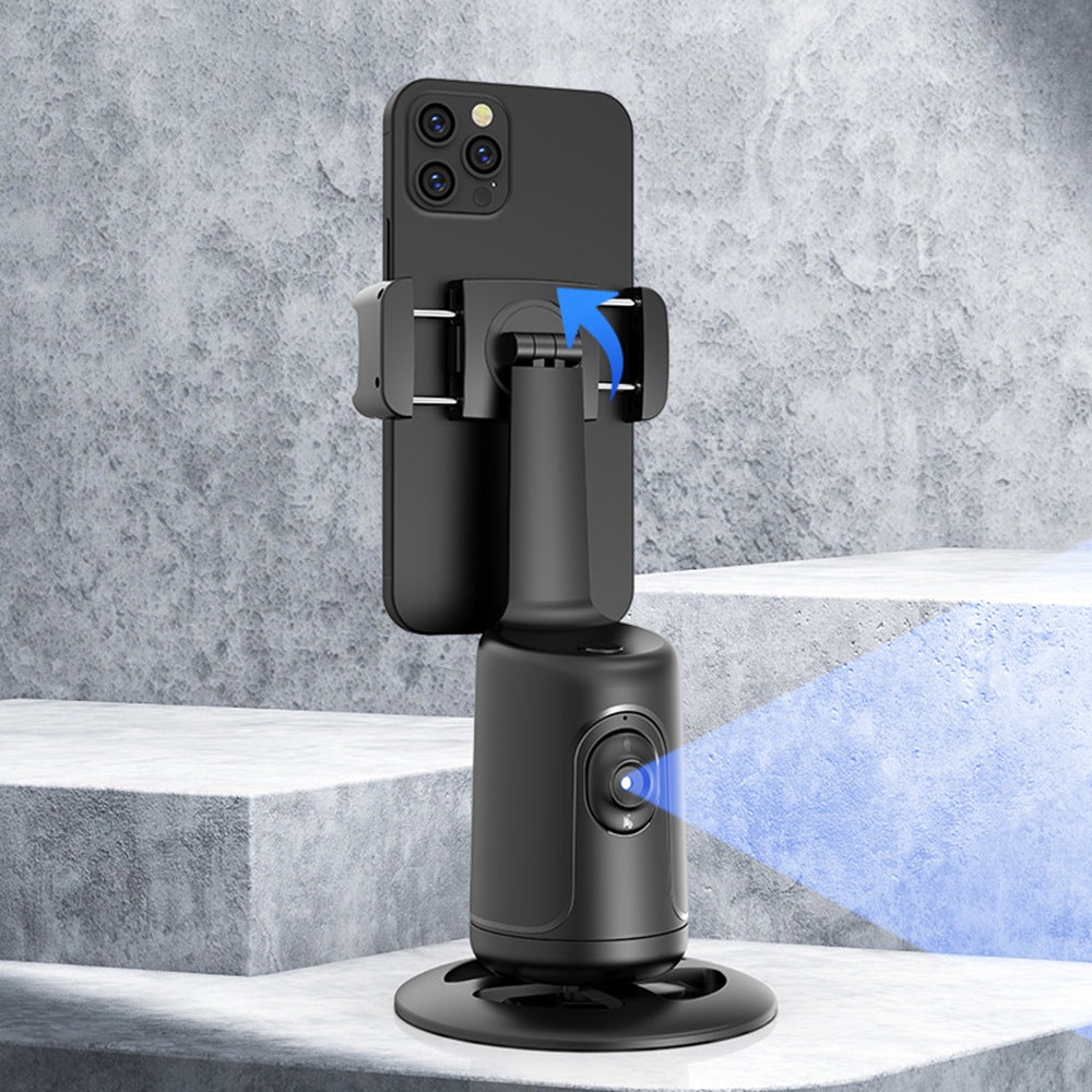 P01 Auto Face Tracking Tripod 360-Degree Rotation Phone Camera Mount Smart Shooting Phone Motion Tracking Holder for Live Vlog Streaming Video - Black