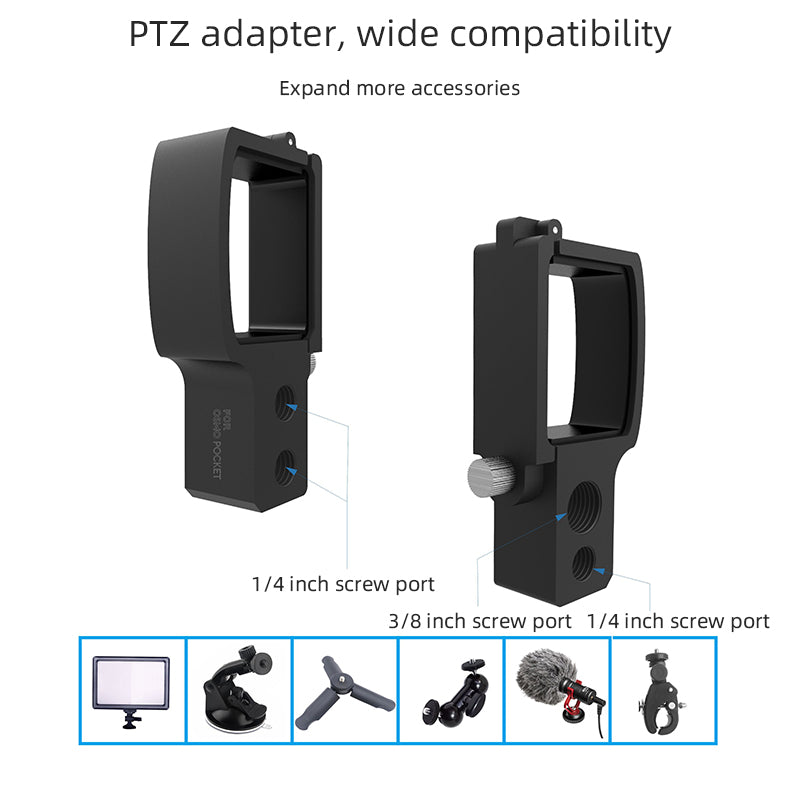 BRDRC DJI-5016 Selfie Stick for DJI OSMO Pocket 2 Handheld Gimbal Stabilizer Cable Phone Clip Module Extension Pole - Type C to Lightning