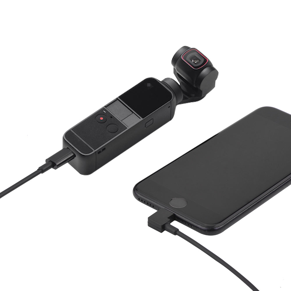 BRDRC DJI-5016 Selfie Stick for DJI OSMO Pocket 2 Handheld Gimbal Stabilizer Cable Phone Clip Module Extension Pole - Type C to Lightning