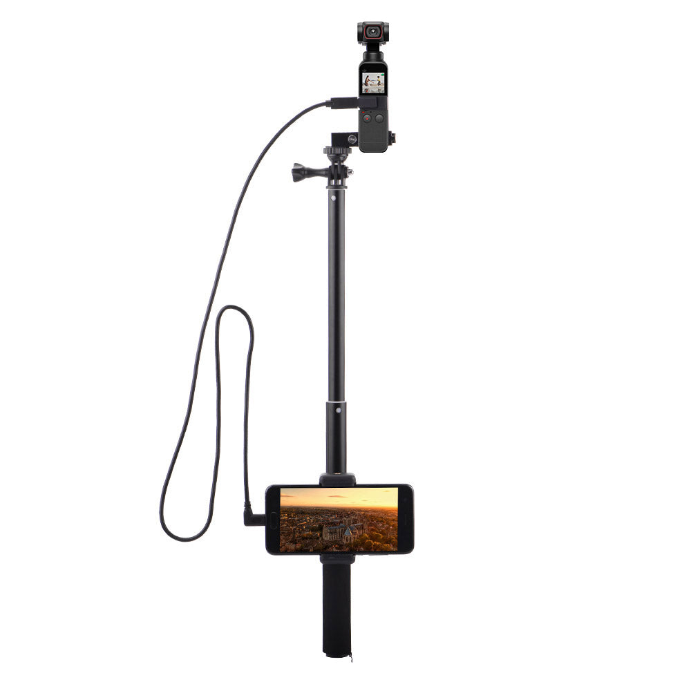 BRDRC DJI-5016 Selfie Stick for DJI OSMO Pocket 2 Handheld Gimbal Stabilizer Cable Phone Clip Module Extension Pole - Type C to Lightning
