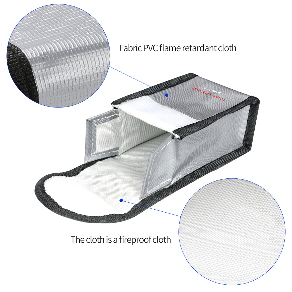 RCSTQ Li-Po Safe 2-Battery Bag Explosion Proof with Power Indicator for DJI Mavic Air 2 - Silver