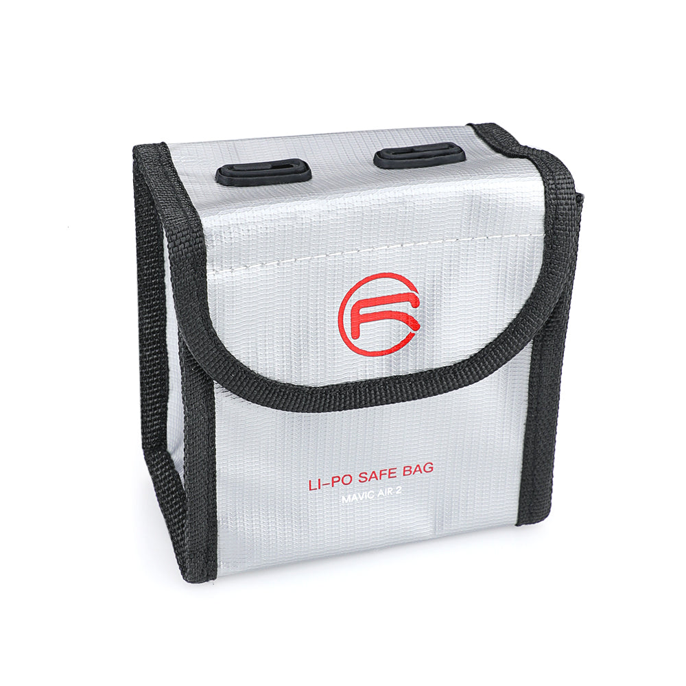RCSTQ Li-Po Safe 2-Battery Bag Explosion Proof with Power Indicator for DJI Mavic Air 2 - Silver