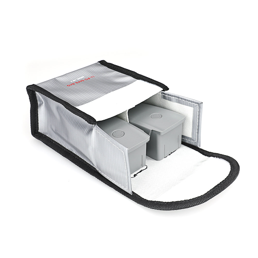 RCSTQ Li-Po Safe 2-Battery Bag Explosion Proof with Power Indicator for DJI Mavic Air 2 - Silver