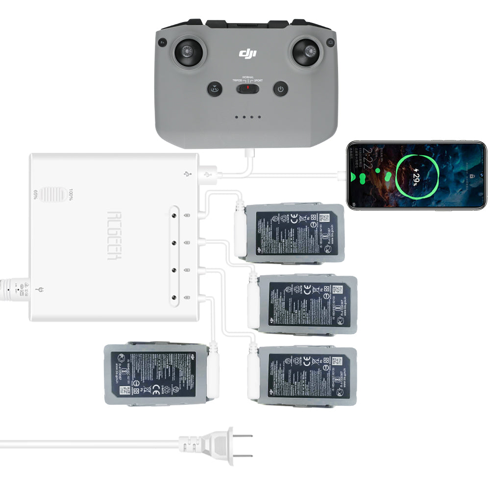RCSTQ Drone Multi Battery Charger Intelligent Fast Charging Hub for DJI Mavic Air 2 - EU Plug