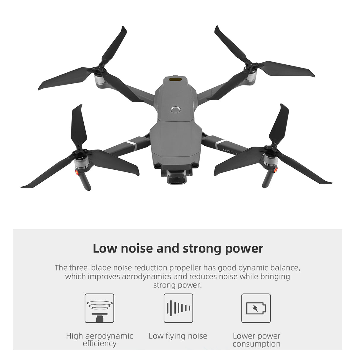4 Pairs Low-Noise Nylon Three-Blade Propellers Drone Accessories for DJI Mavic 2 8743F