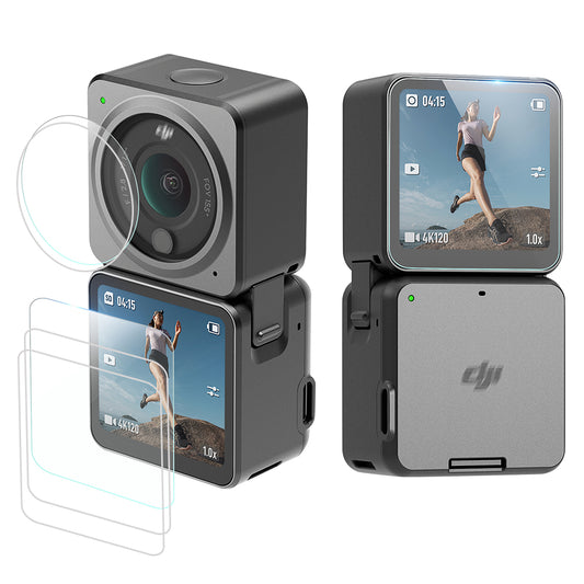 Uniqkart 1110214 Tempered Glass Explosion-proof Camera Screen Lens Protector Film Cover Kit for DJI Action 2