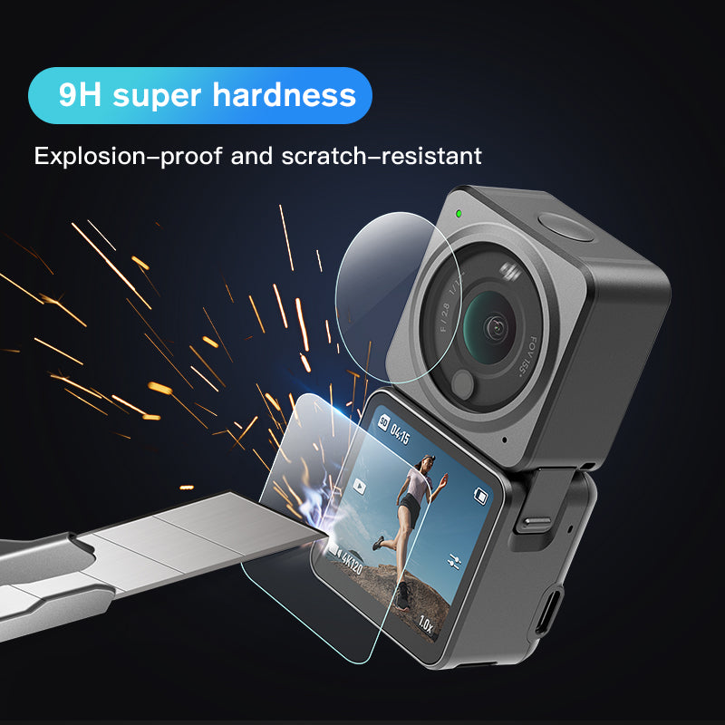 Uniqkart 1110214 Tempered Glass Explosion-proof Camera Screen Lens Protector Film Cover Kit for DJI Action 2