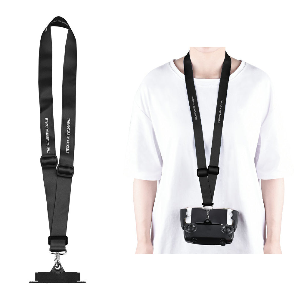 Max2473+Max0709 Lanyard Bracket Strap Hook Holder Neck Strap for DJI Mavic 2/Pro/Mini/Air/Spark Remote Control - Black