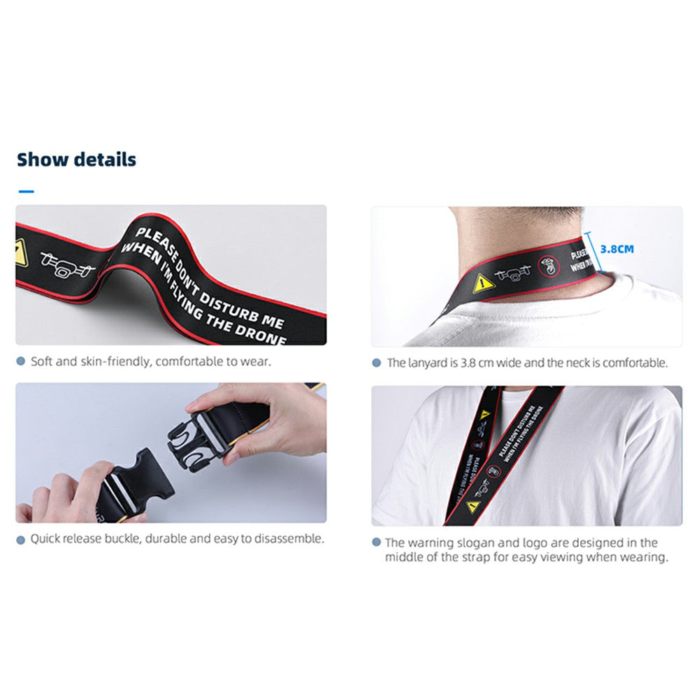 ZZCP8768 Lanyard Neck Strap with Hook Bracket for DJI Mavic 2/Pro/Mini/Air/Spark Remote Control - Black/Yellow Edge