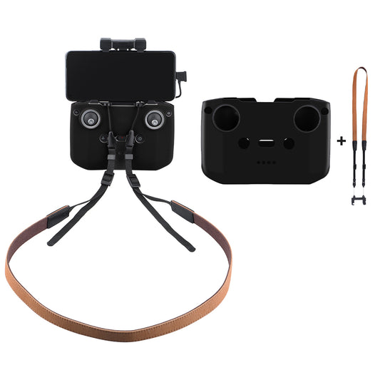 UTAIDU EWB8665_2+EWB7559_1 Dual-Color Strap Lanyard + Silicone Sleeve Protector for DJI Mavic Air 2/Air 2S/Mini 2 Remote Control - Black