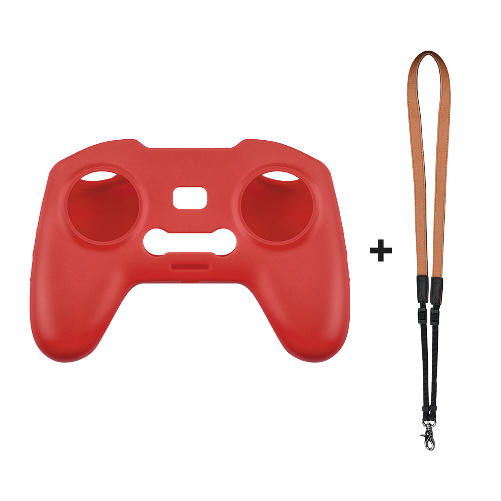 UTAIDU EWB8664_2+EWB8494_2 For DJI FPV Remote Control Lanyard Strap + Silicone Sleeve Protective Cover - Red