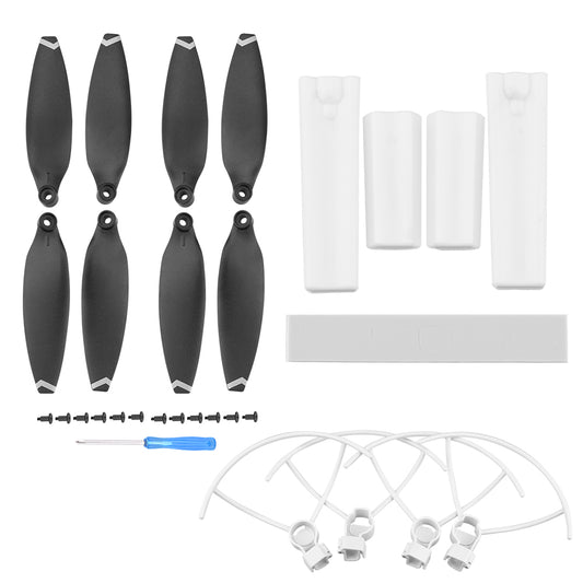 EWB8749_1+EWB8727+EWB8732_2 Landing Gear Leg Extensions + Propeller Blades + Propeller Protection Ring Kit for FIMI X8 Mini - White