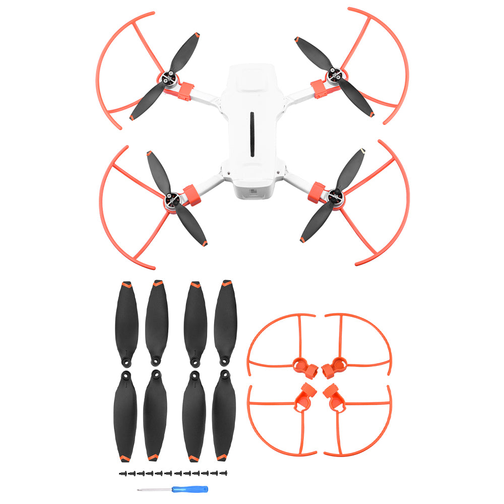 EWB8732_2+EWB8727 Quick-Release Propellers Blades + Propeller Protection Ring Accessories for FIMI X8 Mini - Orange