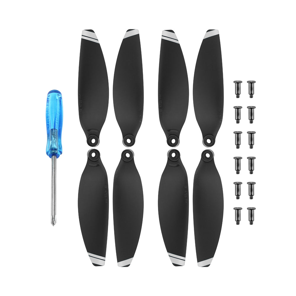 EWB8196_2 EWB8203_2 EWB8204_2 2 Pairs Propellers Replacement Low Noise Blades Props for DJI Mavic Mini 2 - Silver Edge