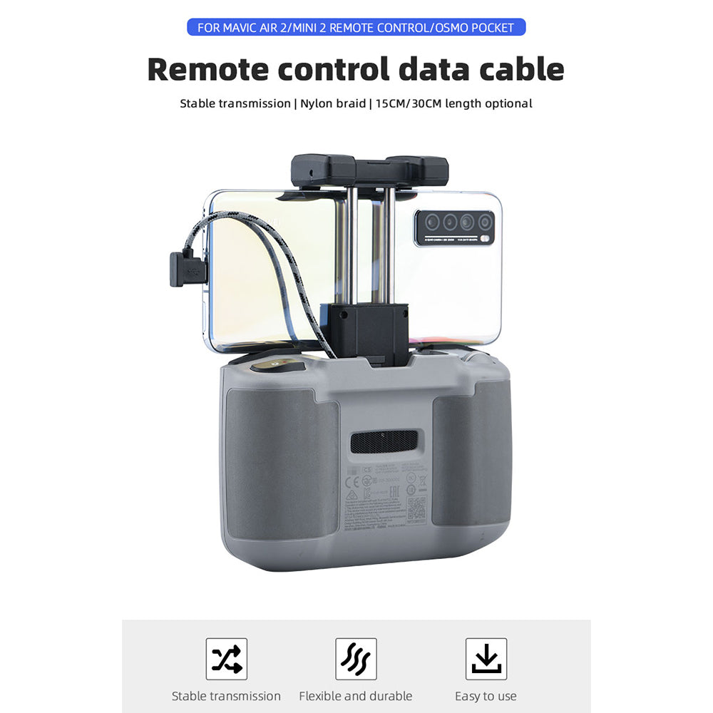 EWB8463 15cm Remote Control Data Wire Nylon Braided for DJI Mavic Air 2/Mini 2/Pocket 2/Osmo Pocket - Type-C