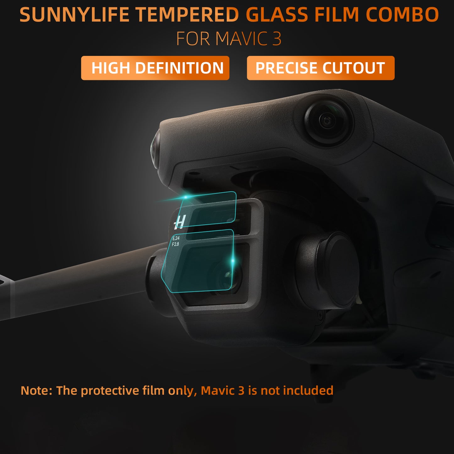 Uniqkart M3-BHM122 2 Sets Camera Lens Protector Explosion-proof Tempered Glass Film for DJI Mavic 3