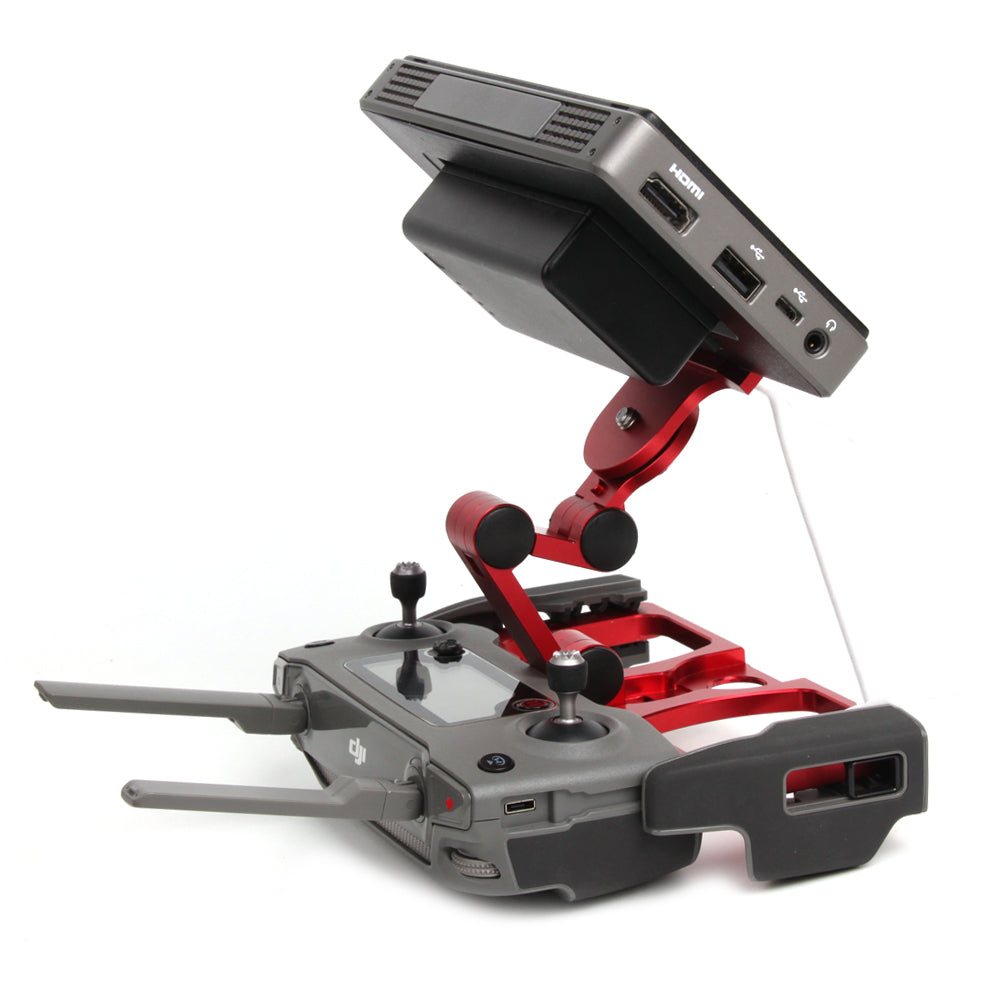 SUNNYLIFE ZJ035 Aluminum Alloy Cell Phone Holder Portable Drone Remote Controller Rack Folding Tablet Stand with Strap for DJI Mavic 3/2/Mini SE/Air 2S - Red