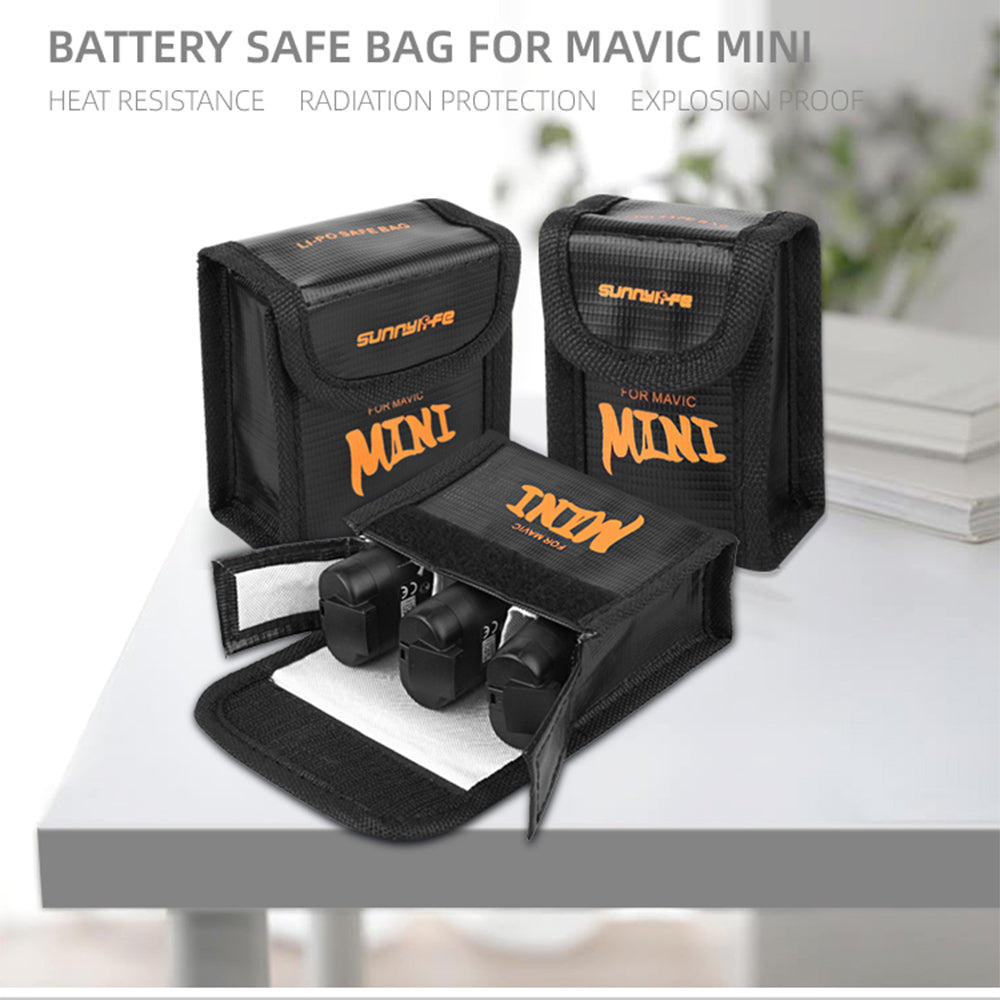 SUNNYLIFE DC295 Fireproof Battery Safe Bag Explosion-Proof Batteries Protector Storage for DJI Mini SE/2/Mavic Mini (2Pcs Batteries Version)