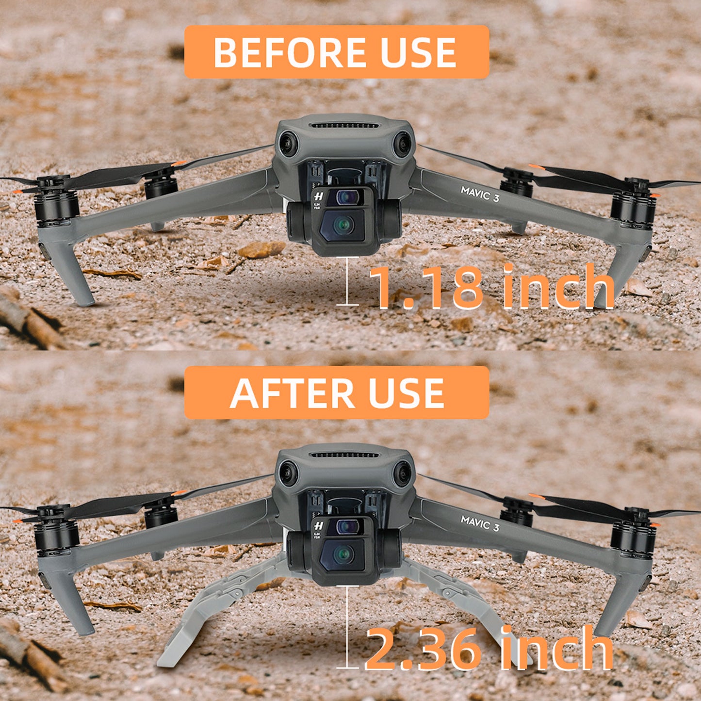 RCSTQ Heightened Extender Landing Gear Sled Landing Legs Protector Stand for DJI Mavic 3 Drone