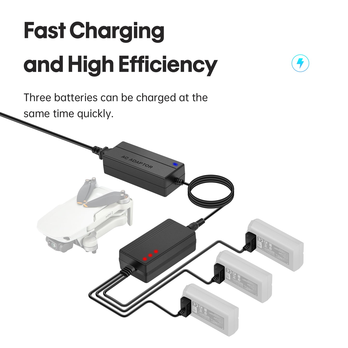 STARTRC 3 in 1 Fast Charger for DJI Mini SE/Mini 2/Mavic Mini Battery Rapid Charging Hub - US Plug