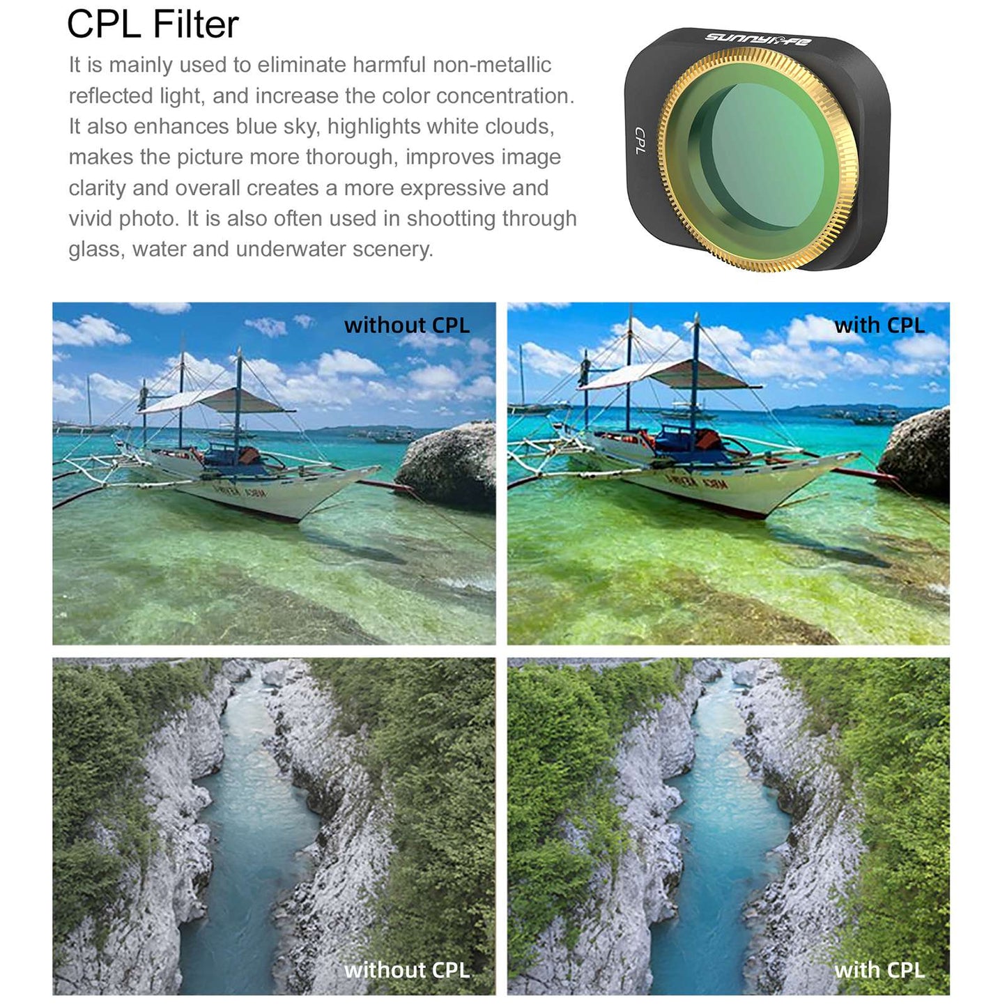 Uniqkart MM3-FI415 For DJI Mini 3 Pro 3Pcs/Set CPL+ND8+ND16 Filters HD Optical Glass Camera Lens Filters