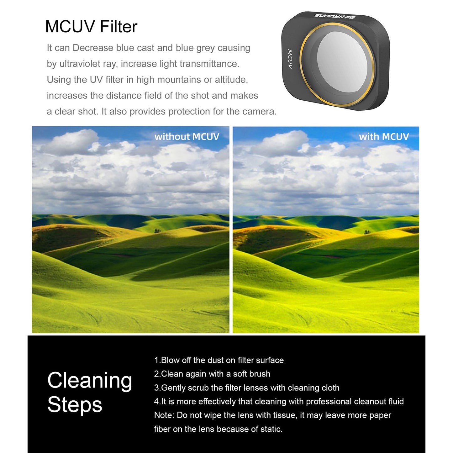 Uniqkart MM3-FI419 For DJI Mini 3 Pro 6Pcs/Set MCUV+CPL+ND4+ND8+ND16+ND32 Filters HD Optical Glass Camera Lens Filters