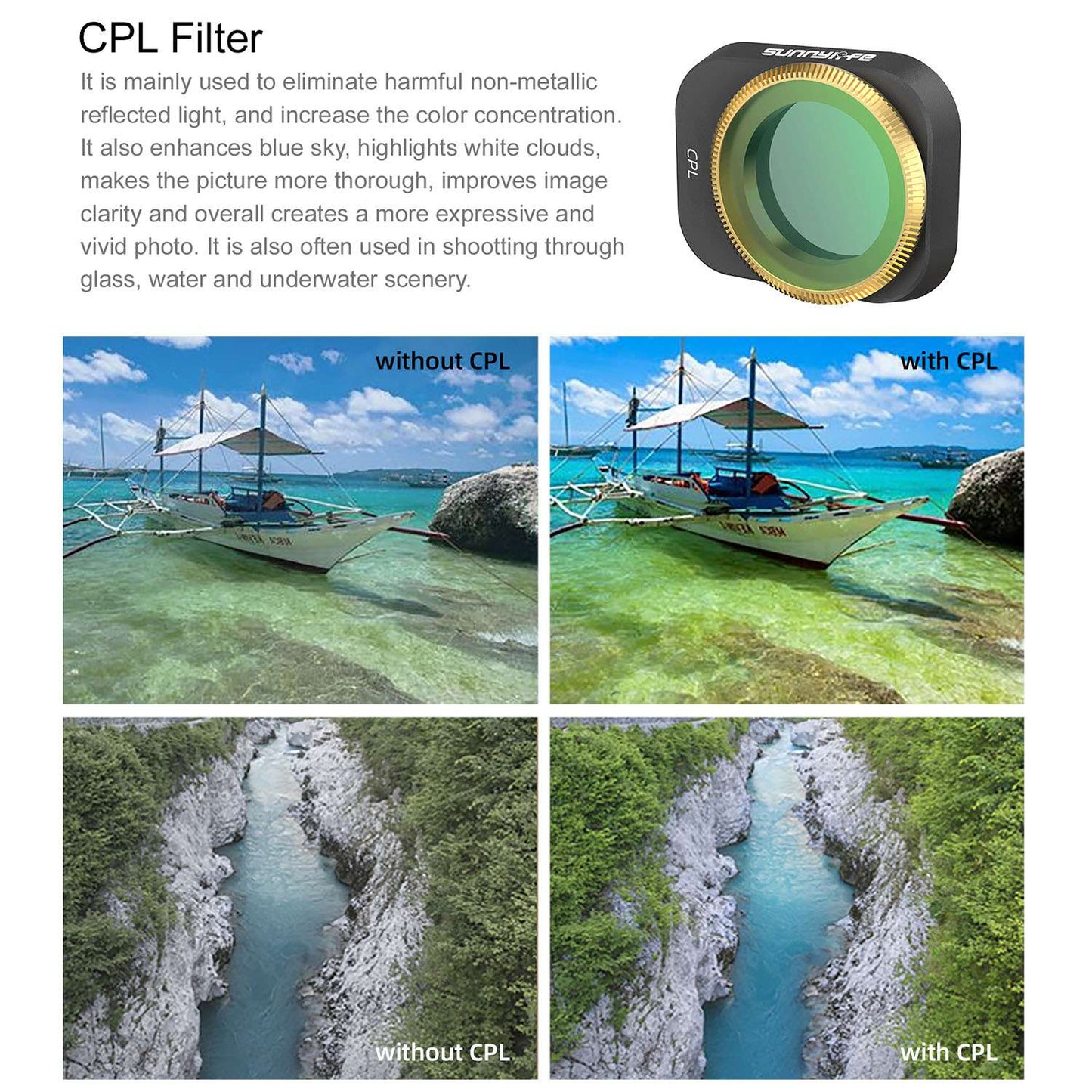 Uniqkart MM3-FI414 1Pc Adjustable CPL Camera Lens Filter for DJI Mini 3 Pro Photography Accessories