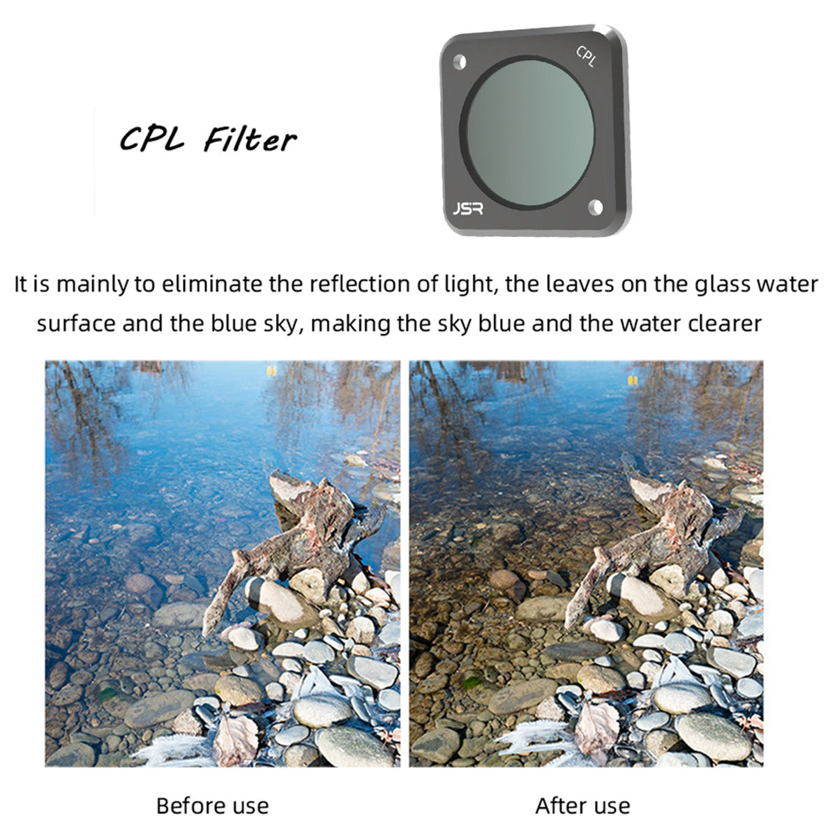 Junestar JSR-1339-17 For DJI Action 2 4-Pack UV Protection CPL ND8 ND16 MRC-UV Multi-layer Coating Glass Filter