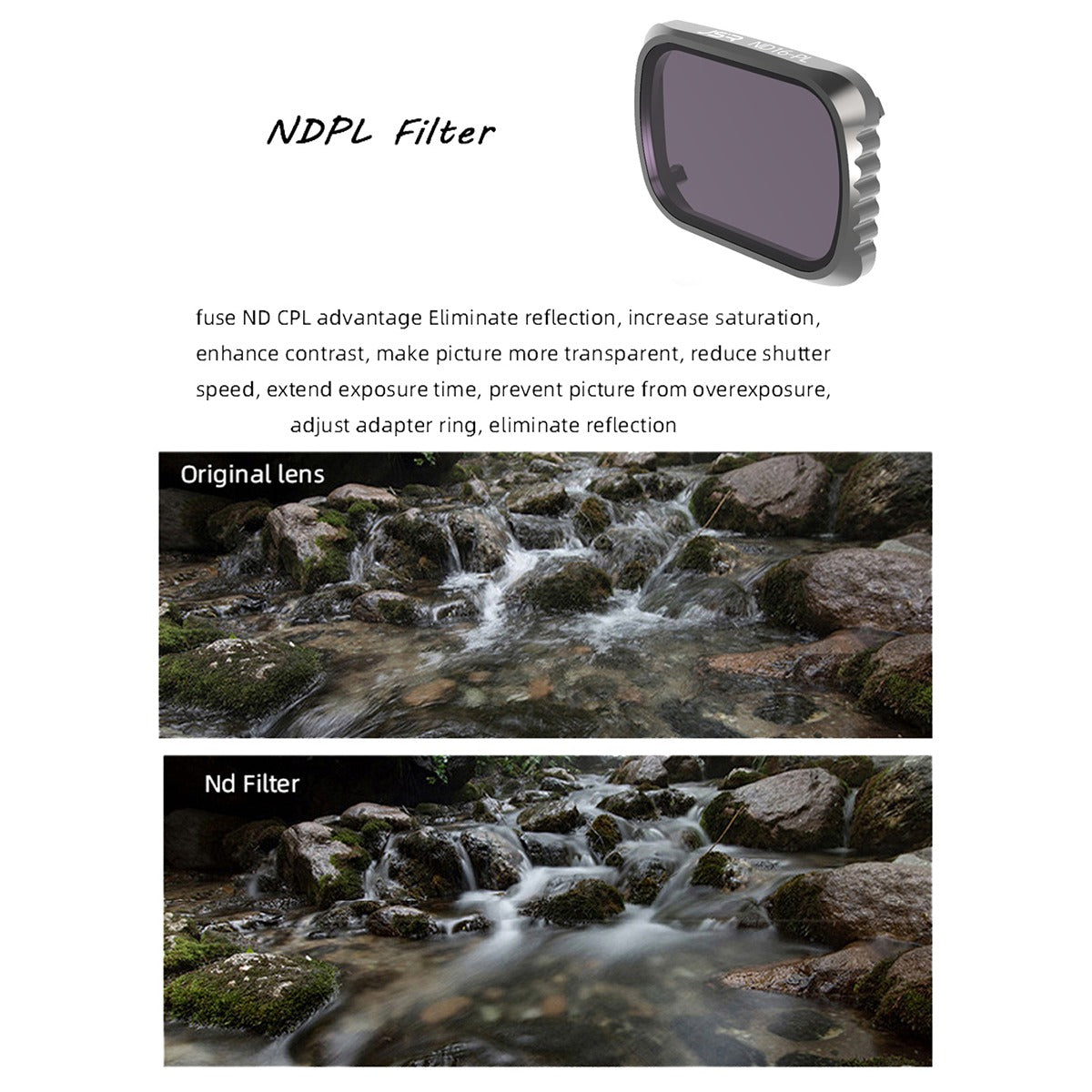 Junestar JSR-1278-17 For DJI Mavic Air 2S 4Pcs/Set NDPL Filters ND8PL+ND16PL+ND32PL+ND64PL Optical Glass Camera Lens Filters