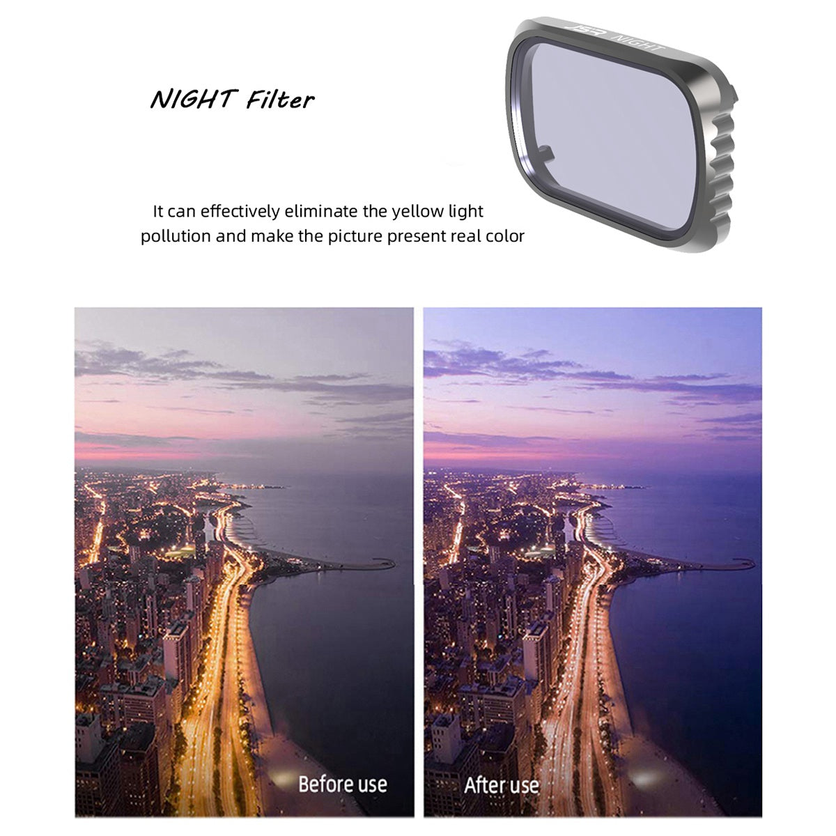 Junestar JSR-1278-13 For DJI Mavic Air 2S Coated Optical Glass NIGHT Filter Drone Camera Lens Filter