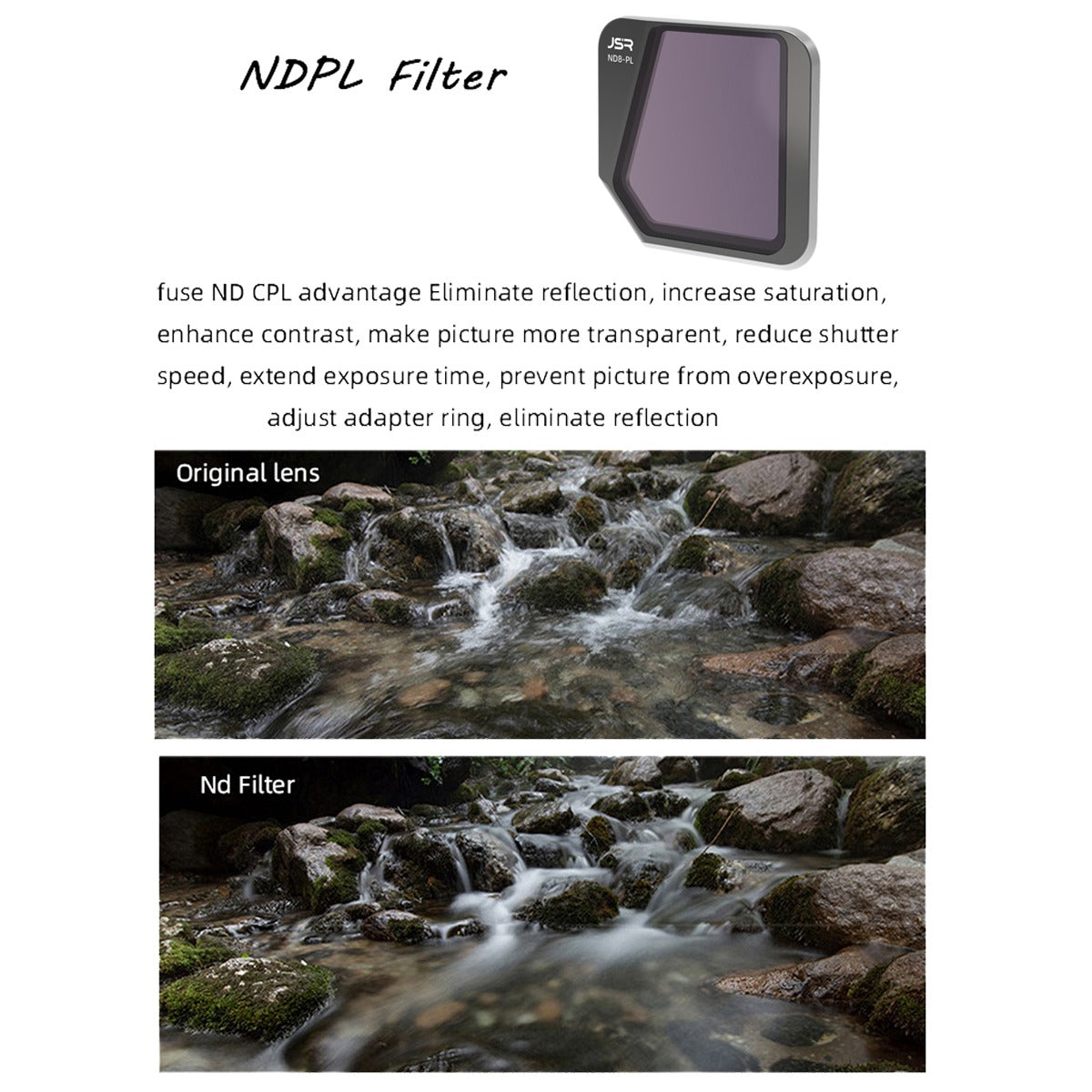 Junestar JSR-1825-19 For DJI Mavic 3 4Pcs/Set ND8PL+ND16PL+ND32PL+ND64PL Filters Optical Glass Camera NDPL Lens Filters