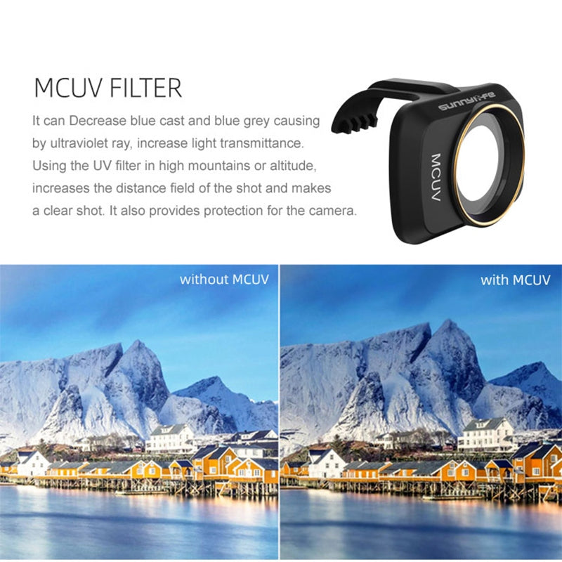 Uniqkart MM-FI9258 6Pcs/Set for DJI Mini SE/Mini 2/Mavic Mini MCUV+CPL+ND4+ND8+ND16+ND32 Multi-layer Coating Optical Glass Camera Lens Filters