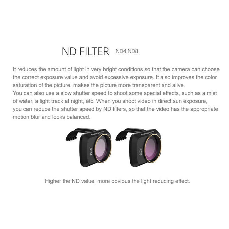 Uniqkart MM-FI9257 4Pcs/Set for DJI Mini SE/Mini 2/Mavic Mini MCUV+CPL+ND4+ND8 Drone Camera Lens Filters Optical Glass Filters