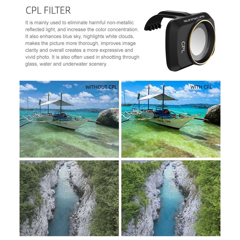 Uniqkart MM-FI9254 3Pcs/Set for DJI Mini SE/Mini 2/Mavic Mini CPL+ND8+ND16 Optical Glass Filters Drone Camera Lens Filters