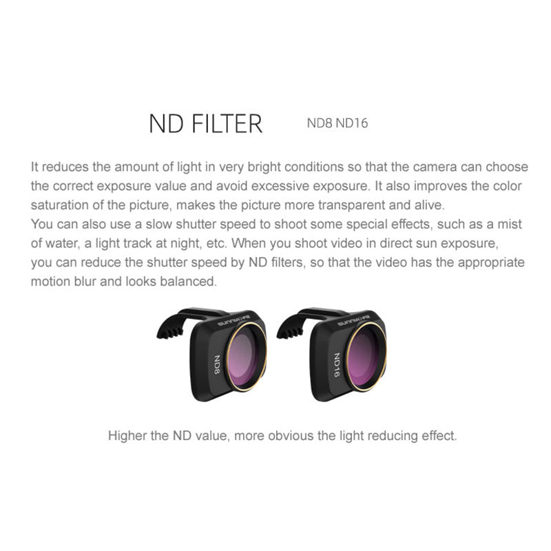 Uniqkart MM-FI9254 3Pcs/Set for DJI Mini SE/Mini 2/Mavic Mini CPL+ND8+ND16 Optical Glass Filters Drone Camera Lens Filters