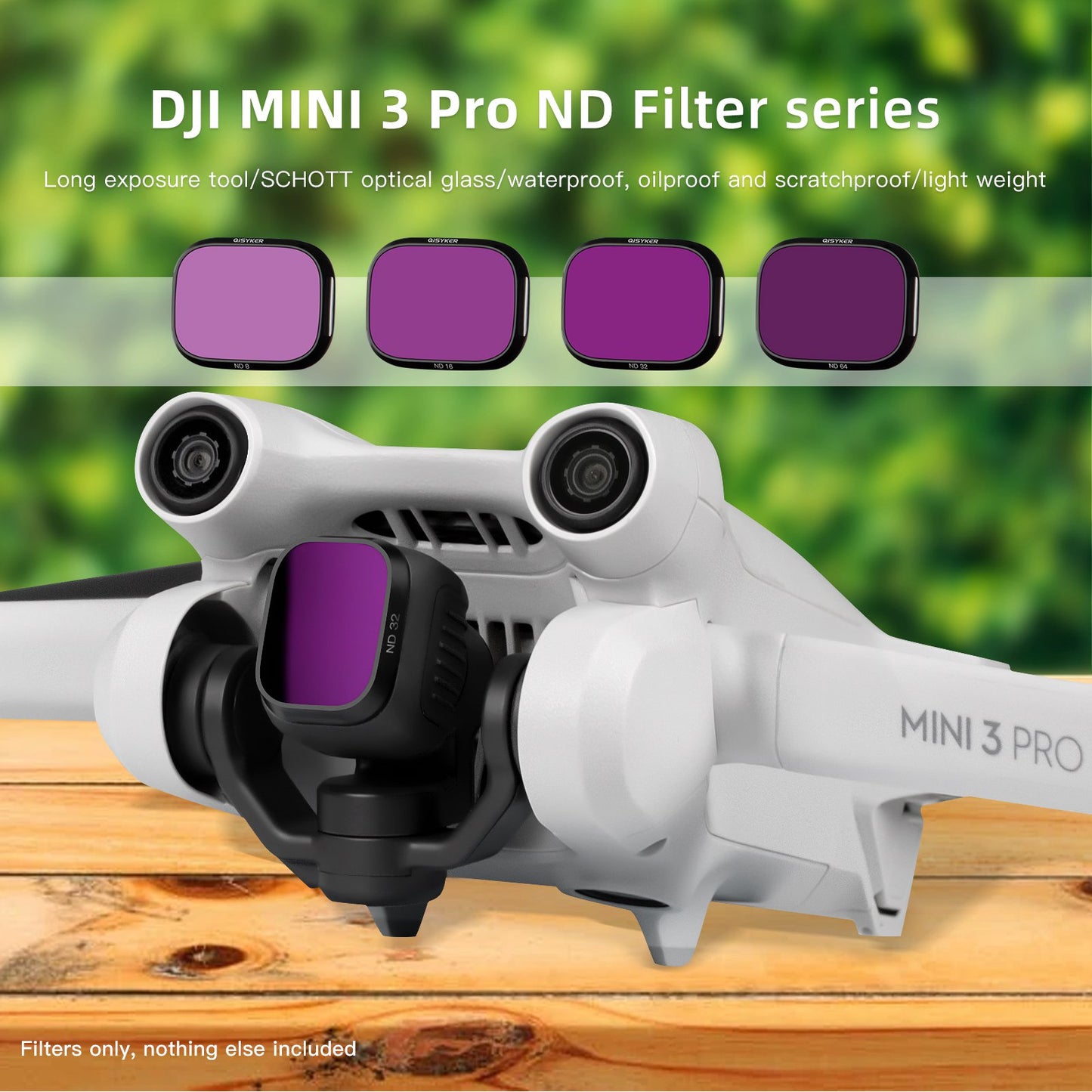 4Pcs/Set for DJI Mini 3 Pro ND8+ND16+ND32+ND64 Filters Aluminum Alloy Frame+Optical Glass Camera Lens Filters