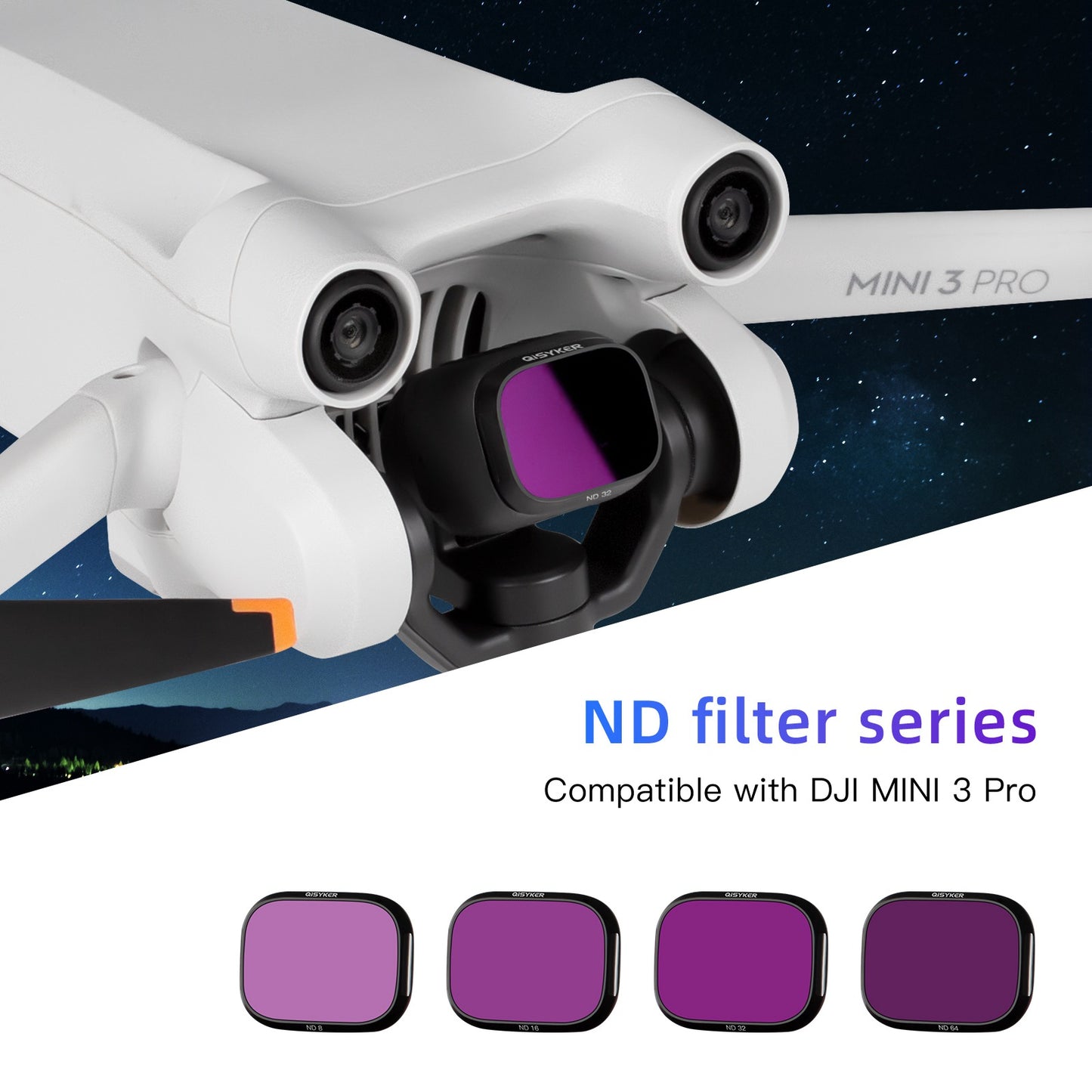 4Pcs/Set for DJI Mini 3 Pro ND8+ND16+ND32+ND64 Filters Aluminum Alloy Frame+Optical Glass Camera Lens Filters