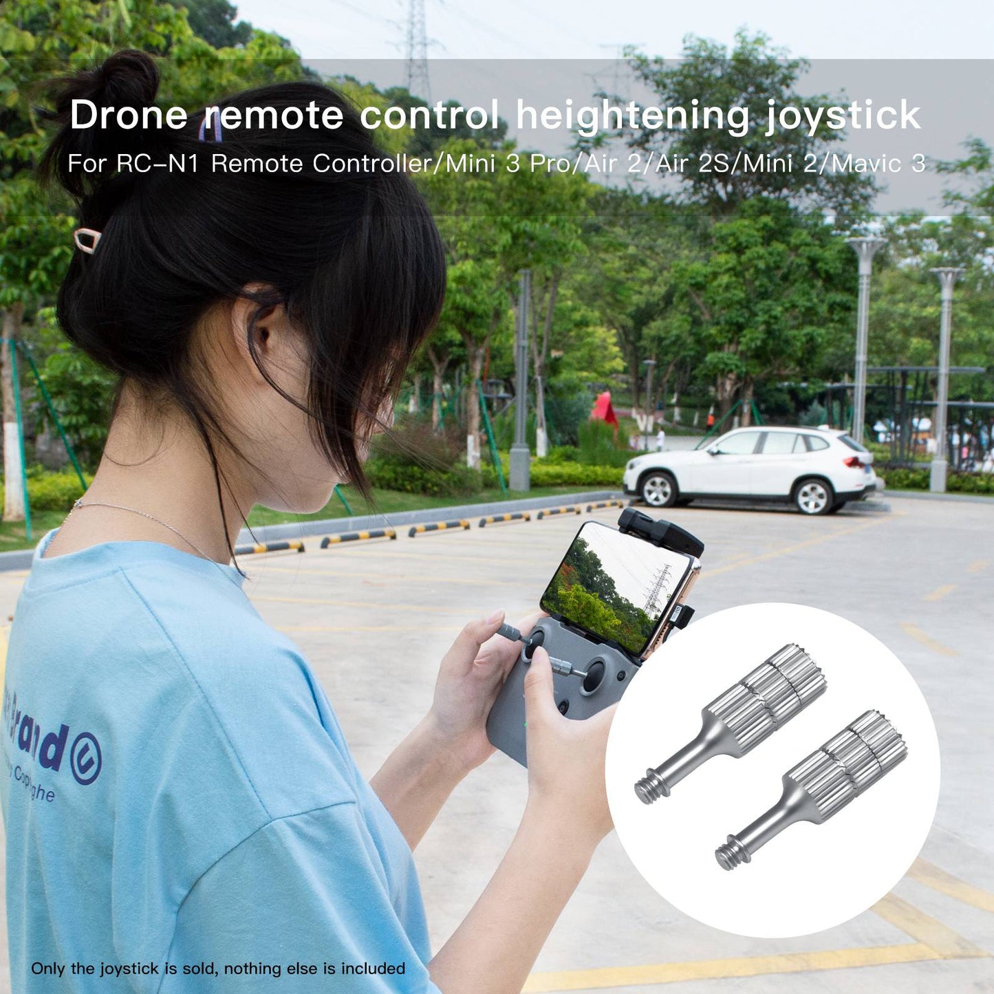 QISYKER DRCJ2511 2Pcs Thumb Rocker Stick for DJI RC-N1 Remote Controller/Mini 3 Pro/Air 2/Air 2S/Mini 2/Mavic 3 Heightening Joystick Protector Rod